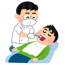 歯科医師から治療を受けている男性のイラスト