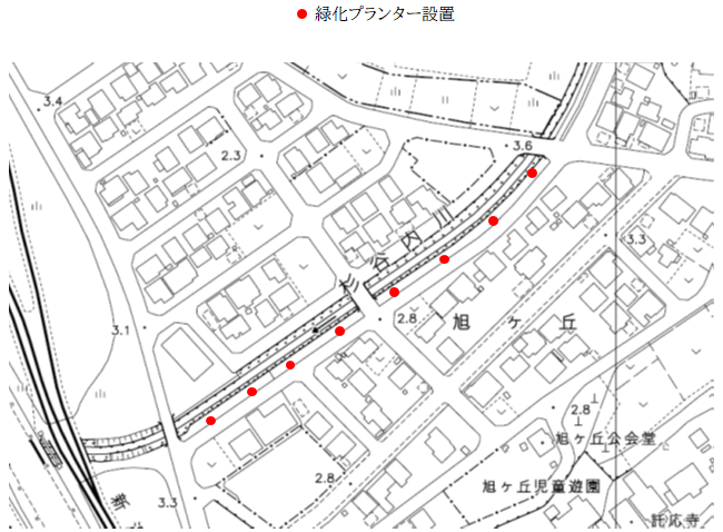 旭ヶ丘けんこう散歩コースの活動区域の地図
