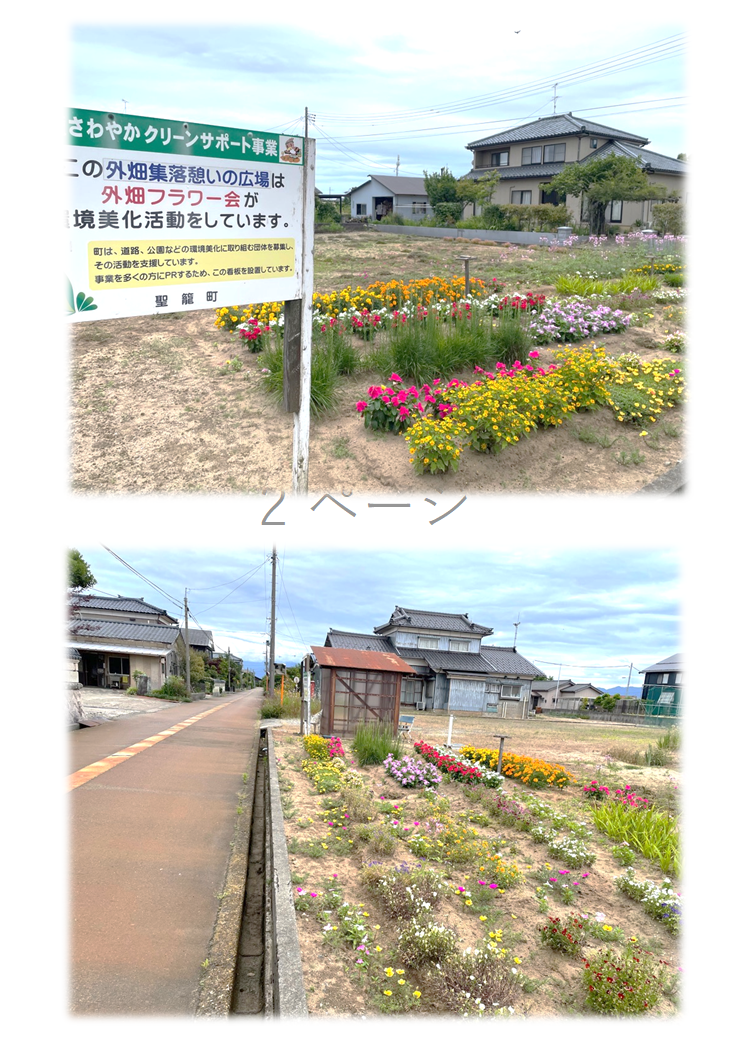 花壇に色とりどりの花が植えられている写真