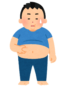 生活リズムの乱れから肥満になった男性のイラスト
