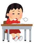 ため息をつき疲れた様子の女の子