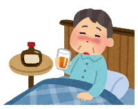 寝酒をしている男性のイラスト