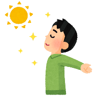 日光浴をしている男性のイラスト