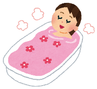 リラックスして入浴している女性のイラスト