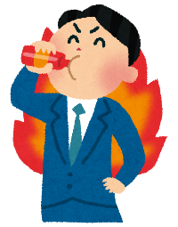 エナジードリンクを飲む男性のイラスト