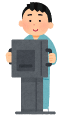 胸部レントゲンを受ける男性のイラスト