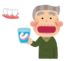 義歯をはずした男性高齢者のイラスト