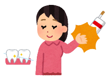 たばこをはねのける女性とピカピカの歯のイラスト