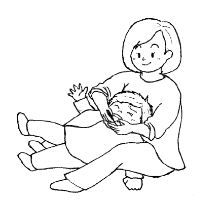 こどもが抵抗してもしっかり寝かせ仕上げみがきをするお母さんのイラスト